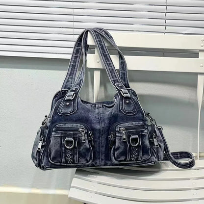 Daisy | Vintage Washed Denim Crossbody Messenger Bag