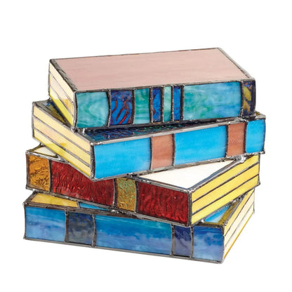 LumoGlass | Artistic Stained Glass Bookcase Lamp – Ambient Decorative Lighting for Home & Study
