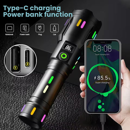 Military-Grade LED Flashlight – Rechargeable – 9000 Lumens