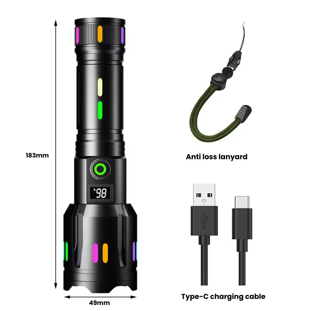 Military-Grade LED Flashlight – Rechargeable – 9000 Lumens