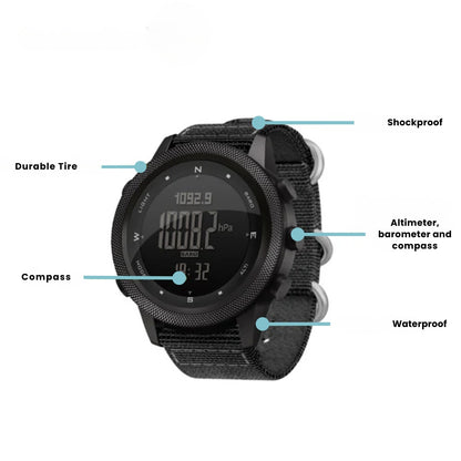 Outdoor Sports Watch – Waterproof 50M, Barometer, Altimeter & Compass