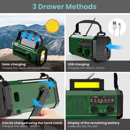 Solar Emergency Radio with Power Bank – Hand Crank & LED Torch for Camping and Outdoor Use