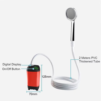Portable Camping Shower with Pump – USB Rechargeable, 4400mAh Battery, Compact & Easy Setup