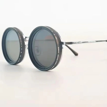 Unisex Round Polarised Sunglasses – Adjustable Light Reduction – Premium Metal Frame