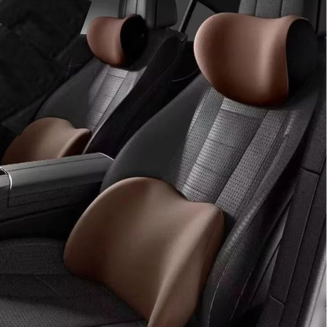 ComfortDrive Car Seat Support Set – Neck & Lumbar Memory Foam