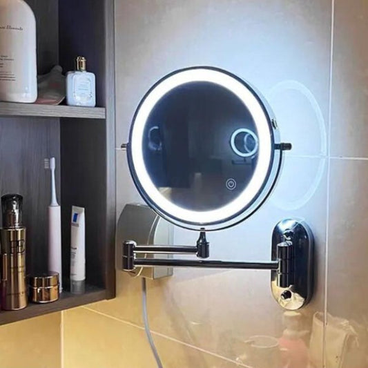 RefleX Rechargeable LED Makeup Mirror – 3 Light Settings, Magnifying Wall-Mounted Mirror