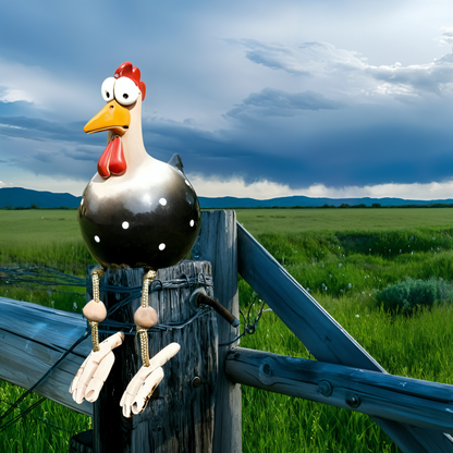 Whimsy Big-Eyed Rooster Garden Statue – Weatherproof Resin Chicken Ornament