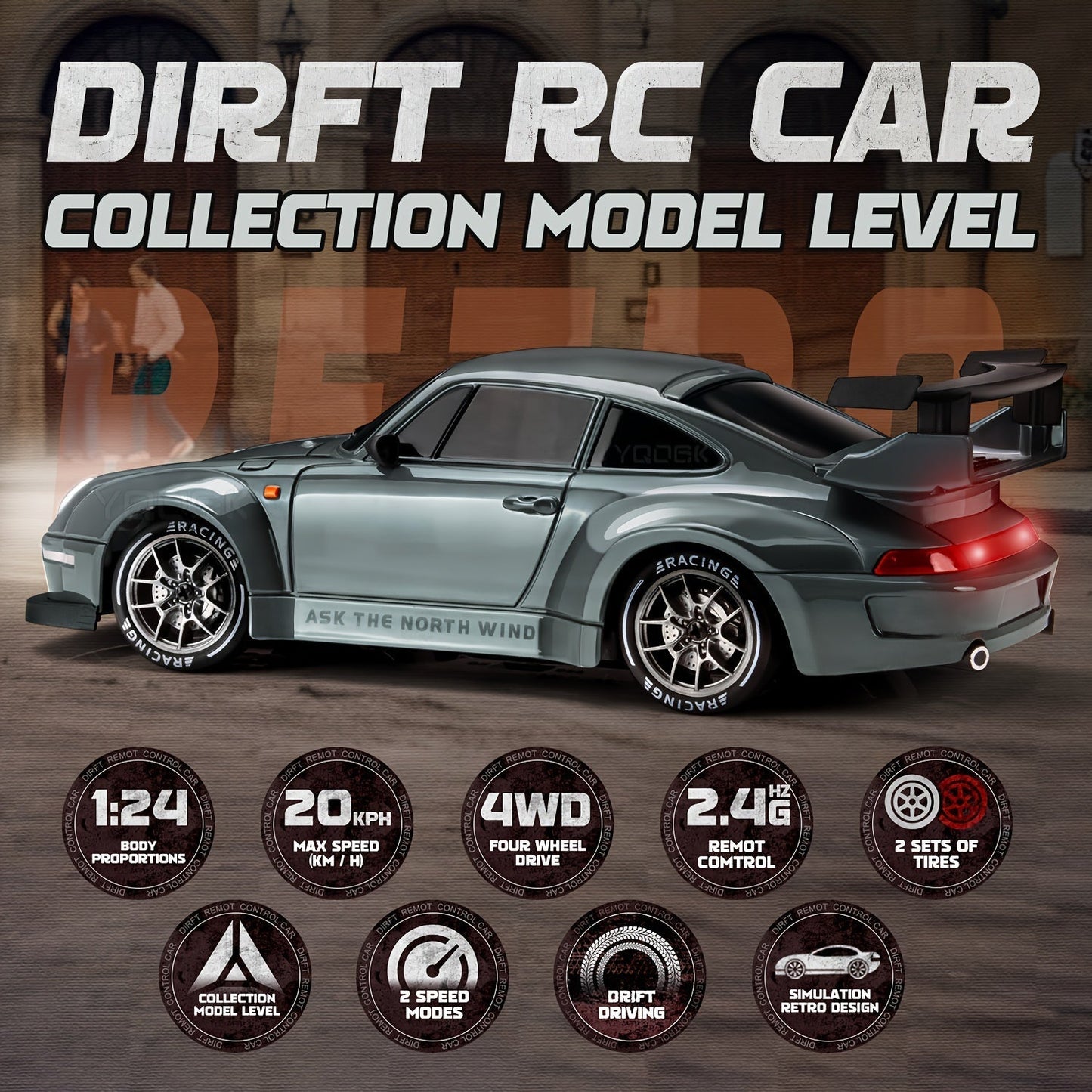 Ultimate 1:24 RC Drift Car with LED Wheels – Rechargeable 4WD Racing Toy