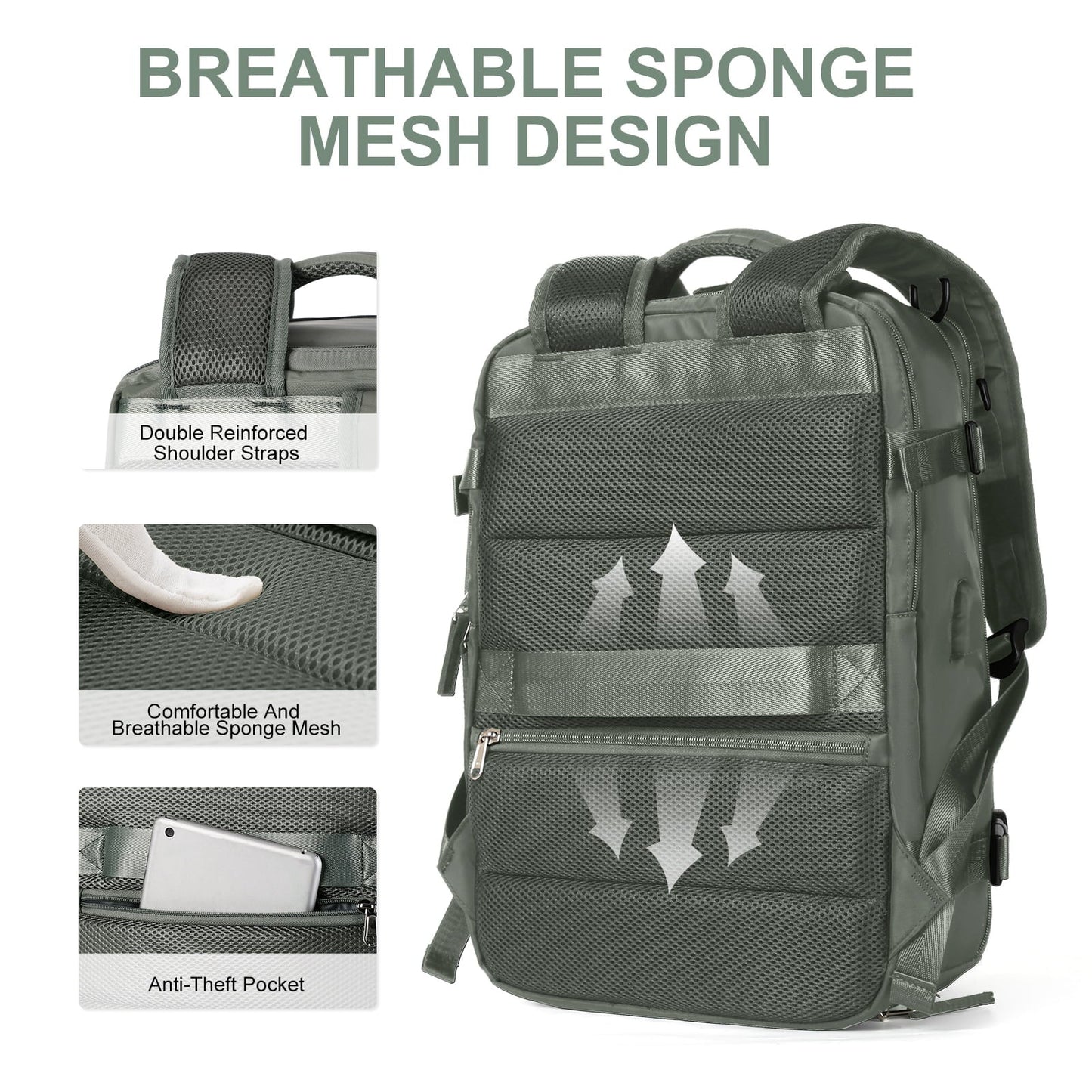 Women's Large Travel Backpack – Waterproof Hiking Rucksack | Anti-Theft & USB Charging