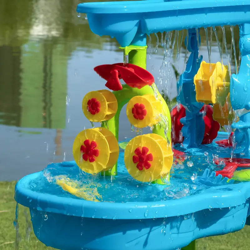 Sand & Water Play Table with 3 Levels – Complete Set with Accessories | Outdoor Fun for Kids 3+
