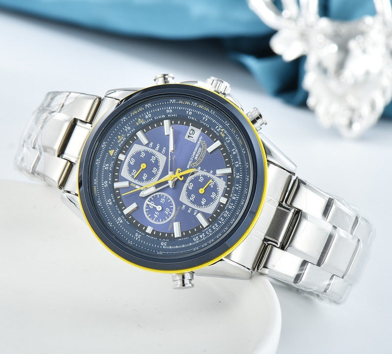 AeroMaster – Stylish & Functional Pilot Watch with World Time & Radio Signal Sync