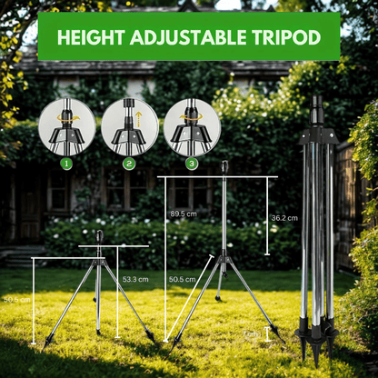 TurboSpray Adjustable 360° Garden Sprinkler – Stainless Steel Rotating Lawn Watering System