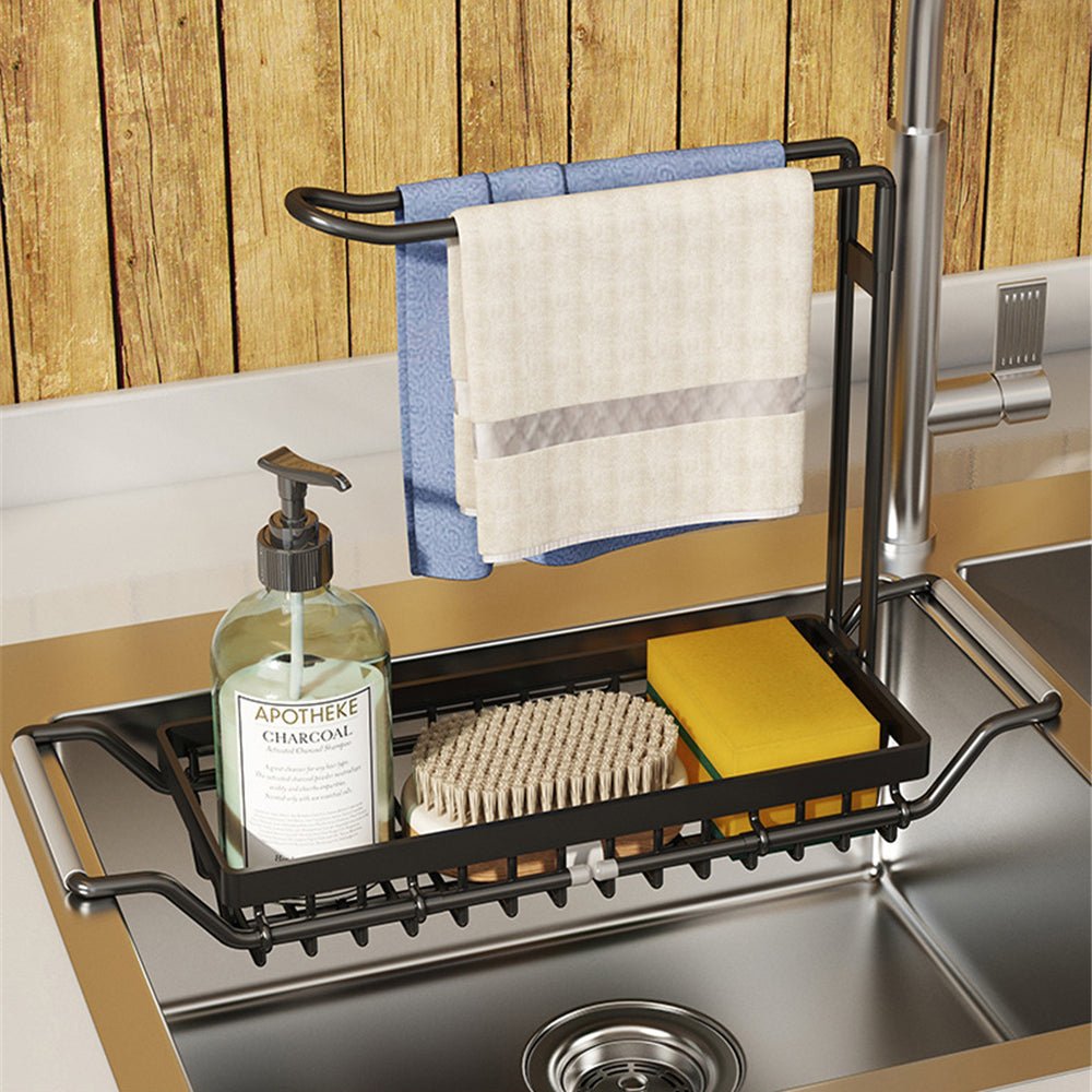 Adjustable Sink Organiser Rack – Space-Saving Over-Sink Storage Shelf for Kitchen Cleaning Essentials