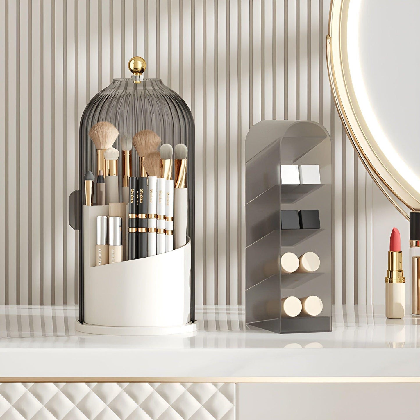 Beauty SpinMate – 360° Rotating Makeup Brush Holder & Cosmetic Organiser with Dustproof Lid
