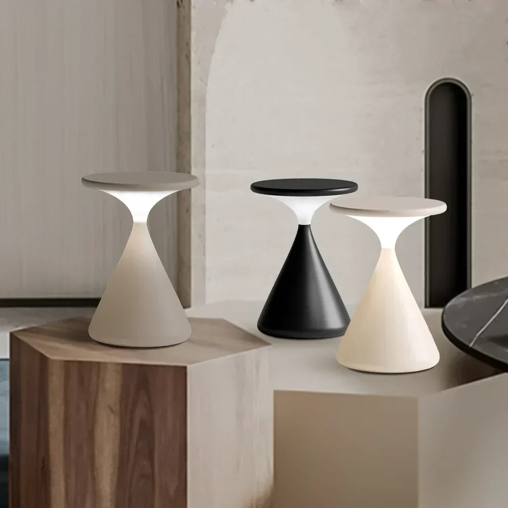 Aeron Hourglass Cordless LED Table Lamp – Rechargeable, Dimmable, Modern Design