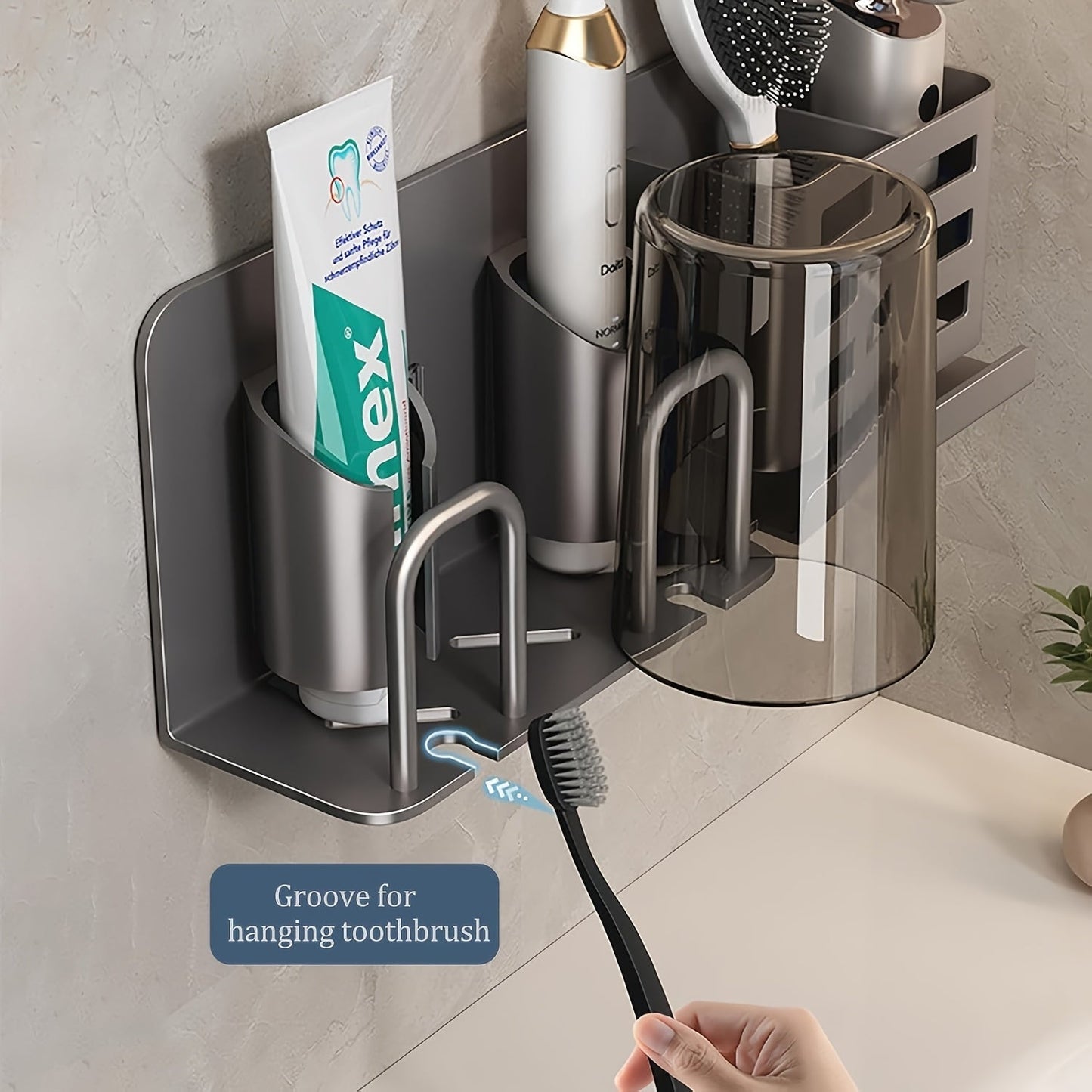 BristleHub Wall-Mounted Electric Toothbrush Holder – Aluminum Bathroom Organizer with Drainage Holes