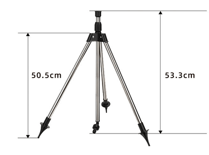Adjustable 360° Garden Sprinkler on Tripod – Stainless Steel Height-Adjustable Lawn Irrigation System