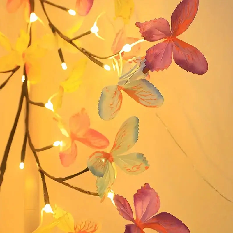 Flexible LED Willow Branch Night Light with Butterfly Decorations – USB Fairy Light Tree