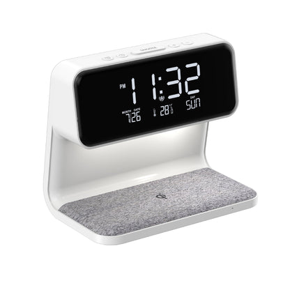 3-in-1 Bedside Lamp with Wireless Charger – LCD Alarm Clock & Touch Dimmable LED Table Lamp