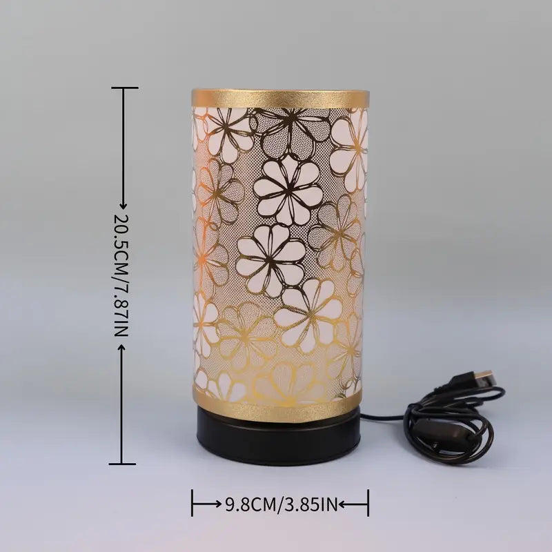 Elegant Nordic Vintage Table Lamp – USB Powered with Sunflower Shade & Gold Accents