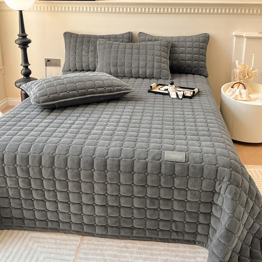 Modern Soft Throw Blanket with Square Texture – Stylish Fluffy Bed & Sofa Cover