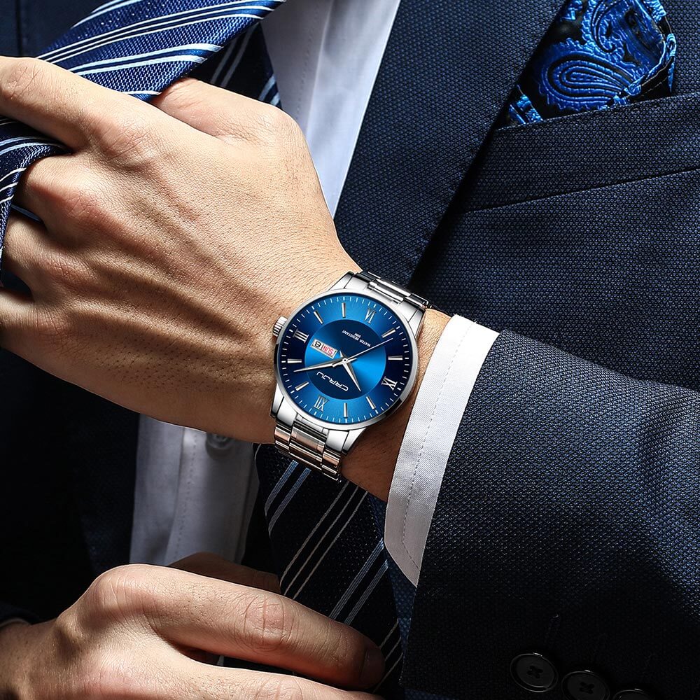 Men's Luxury Waterproof Sports Watch – Stainless Steel Quartz Chronograph