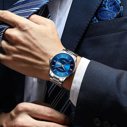 Men's Luxury Waterproof Sports Watch – Stainless Steel Quartz Chronograph