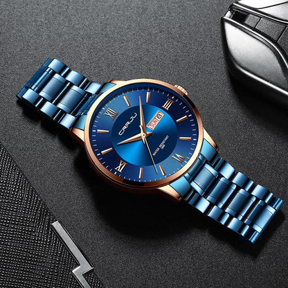 Men's Luxury Waterproof Sports Watch – Stainless Steel Quartz Chronograph