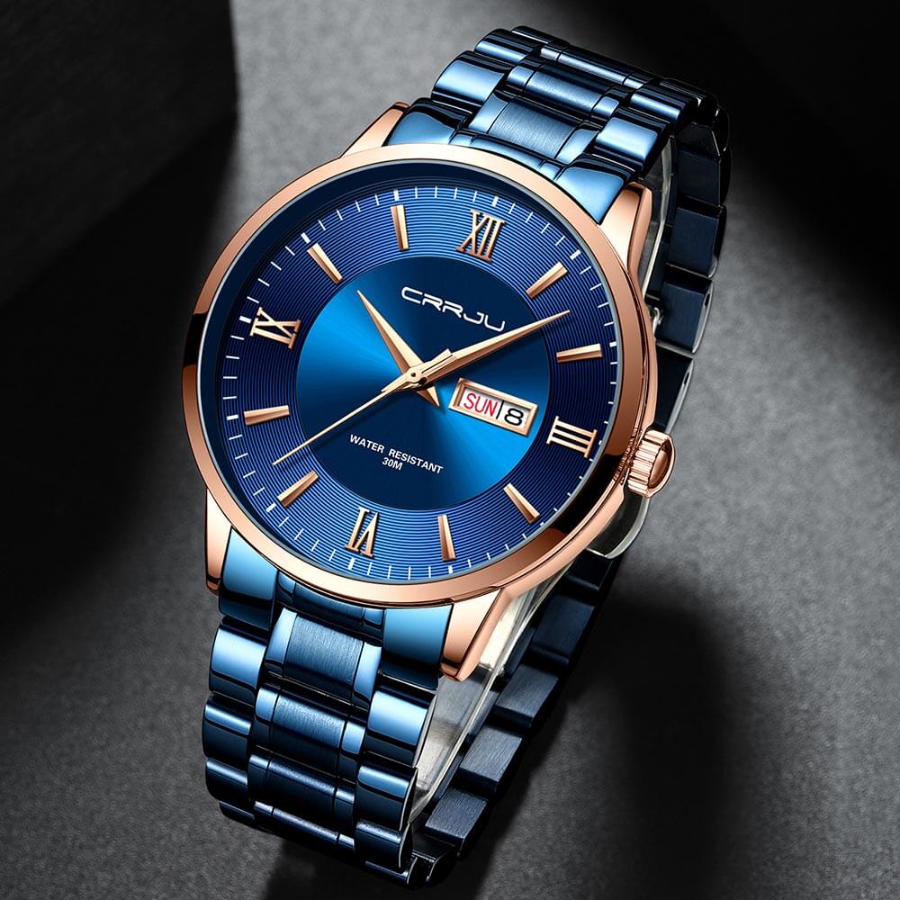 Men's Luxury Waterproof Sports Watch – Stainless Steel Quartz Chronograph