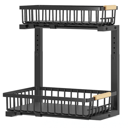 Curcura – Heavy-Duty Adjustable Steel Under Sink Organizer for Kitchen & Bathroom