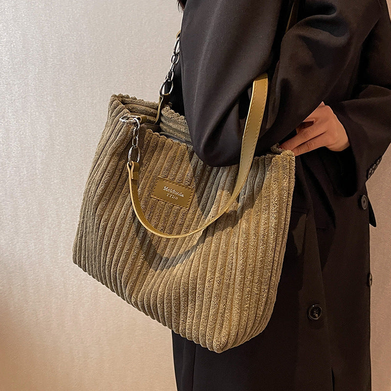 Camillia – Corduroy Tote Bag for Women with Spacious Interior & Organised Pockets
