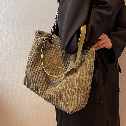 Camillia – Corduroy Tote Bag for Women with Spacious Interior & Organised Pockets