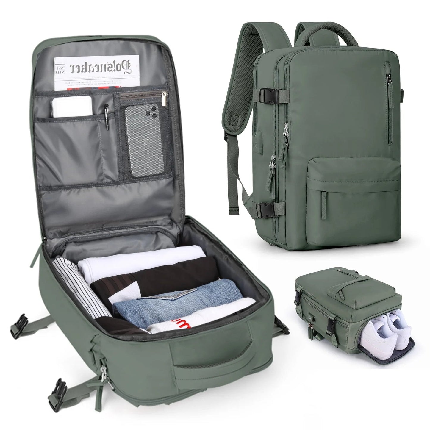 Women's Large Travel Backpack – Waterproof Hiking Rucksack | Anti-Theft & USB Charging