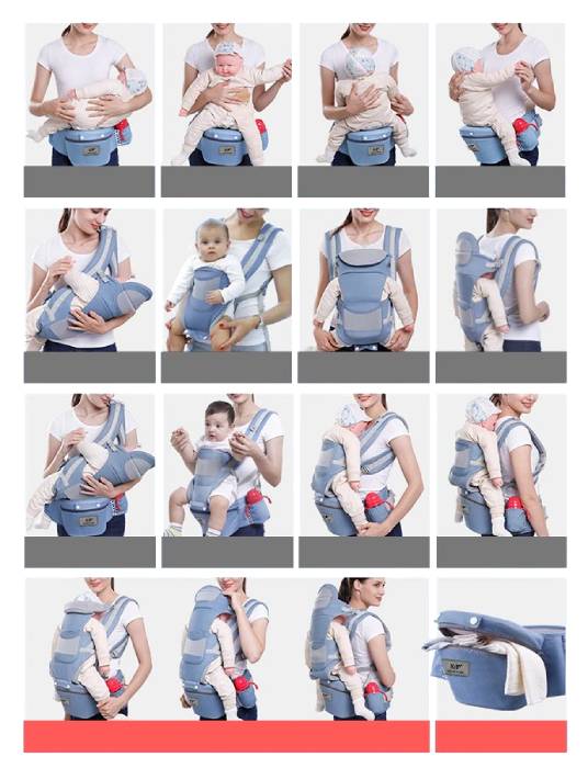 3-in-1 Ergonomic Baby Carrier with Storage Pouch – Soft Cotton Newborn to Toddler Carrier
