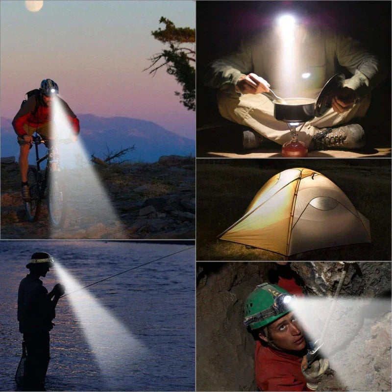 Powerful Waterproof LED Headlamp with Zoom & Rechargeable Battery – Outdoor Adventure Light