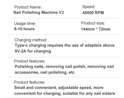 ProNail 45000RPM Electric Nail File – Portable Rechargeable E-File for Manicure & Acrylic Nails | Low Noise
