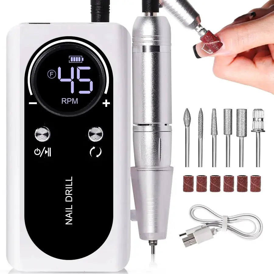ProNail 45000RPM Electric Nail File – Portable Rechargeable E-File for Manicure & Acrylic Nails | Low Noise