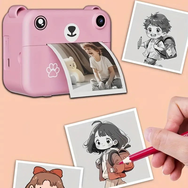 SnapKid Instant Print Camera for Kids – 1080P HD Photo & Video with Printing Paper & USB Charger