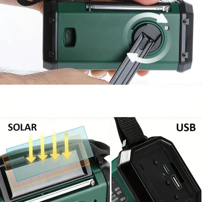 Solar Emergency Radio with Power Bank – Hand Crank & LED Torch for Camping and Outdoor Use