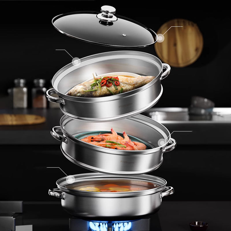 NutriSteam | 3-Tier Stainless Steel Steamer – Healthy Cooking Made Easy