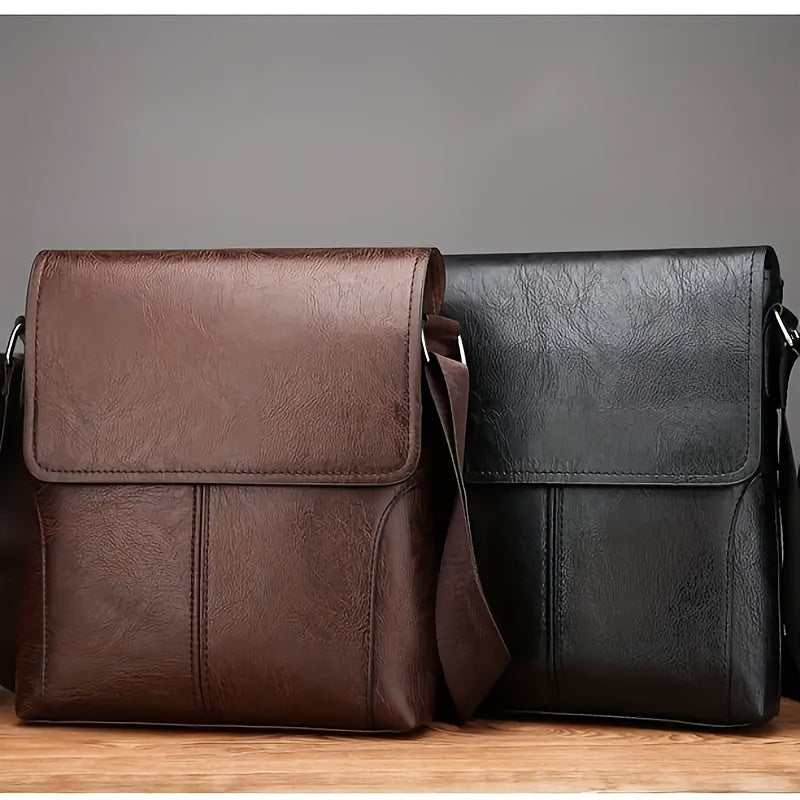 Vintage Luxe PU Leather Shoulder Bag – Men’s Crossbody Messenger Bag with Adjustable Strap