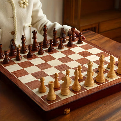 Wooden Chess Set – Tournament Grade Folding Board with Handcrafted Pieces