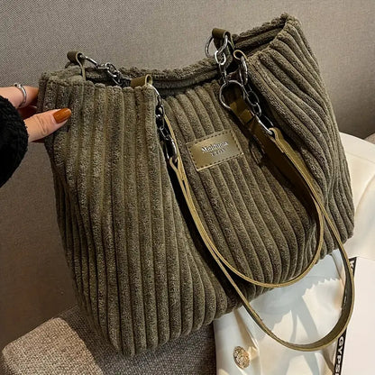 Camillia – Corduroy Tote Bag for Women with Spacious Interior & Organised Pockets