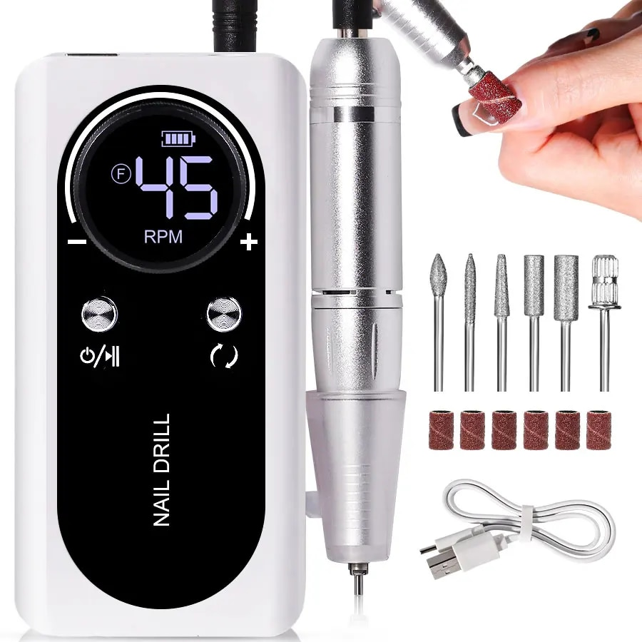 ProNail 45000RPM Electric Nail File – Portable Rechargeable E-File for Manicure & Acrylic Nails | Low Noise
