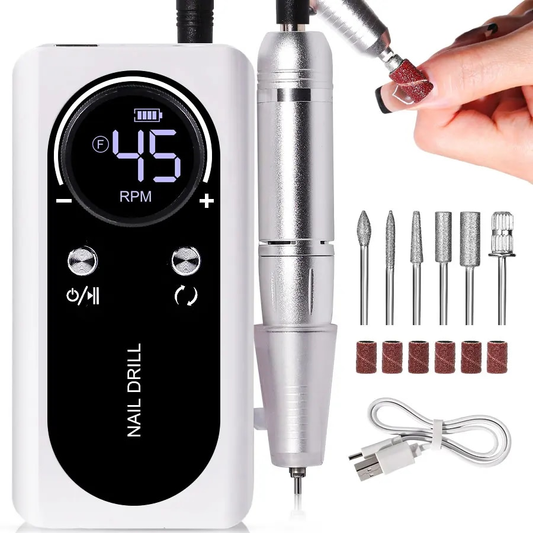 ProNail 45000RPM Electric Nail File – Portable Rechargeable E-File for Manicure & Acrylic Nails | Low Noise