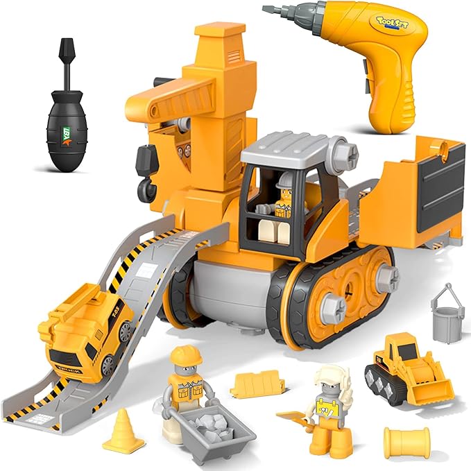 LittleBuilder – Construction Truck, Excavator & Crane Playset for Kids