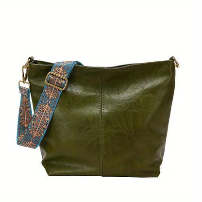 Ivy Leather Shoulder Bag – Large Capacity Crossbody Handbag with Adjustable Strap