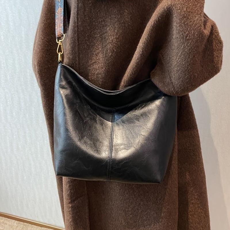 Ivy Leather Shoulder Bag – Large Capacity Crossbody Handbag with Adjustable Strap
