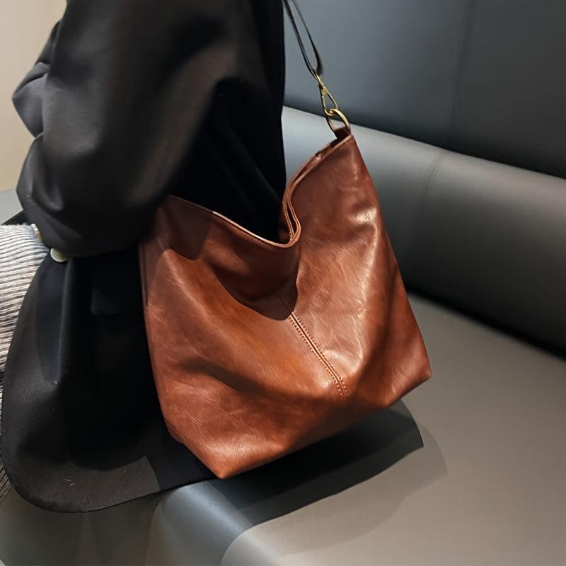 Ivy Leather Shoulder Bag – Large Capacity Crossbody Handbag with Adjustable Strap