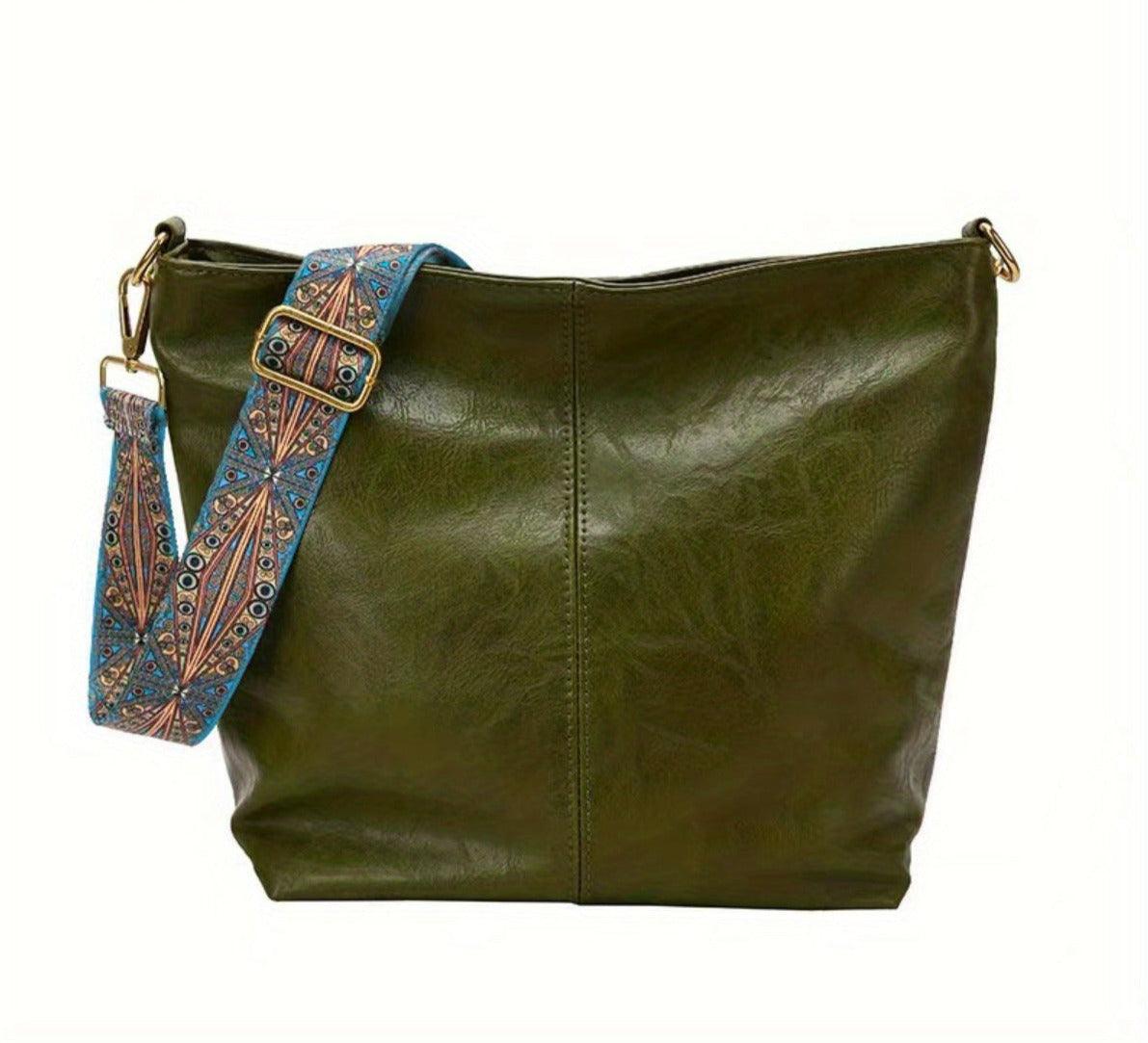 Ivy Leather Shoulder Bag – Large Capacity Crossbody Handbag with Adjustable Strap